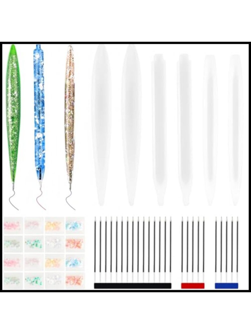 Silicone Resin Molds for Epoxy Pen Making Kit with Ink Refills Glitter